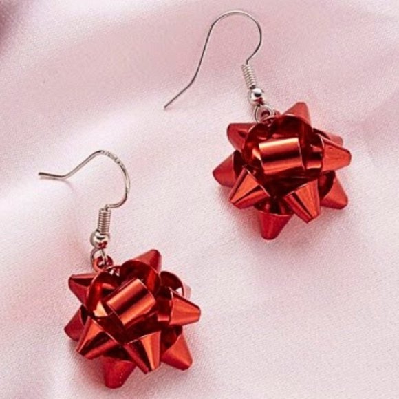 NWT Handmade Earrings Holiday Birthday Gift Bow Dangle Drop Earrings - Picture 1 of 3